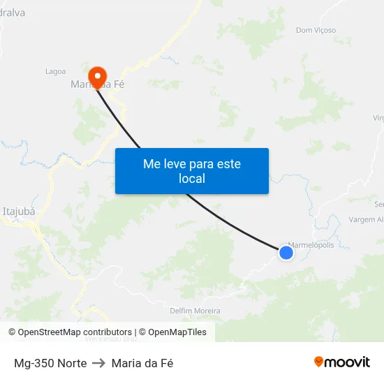Mg-350 Norte to Maria da Fé map