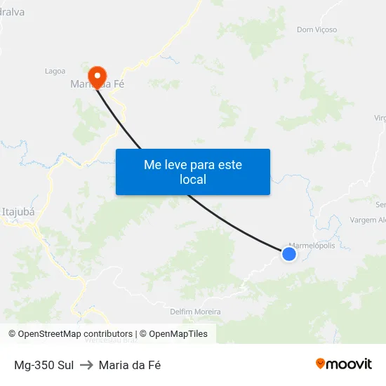 Mg-350 Sul to Maria da Fé map