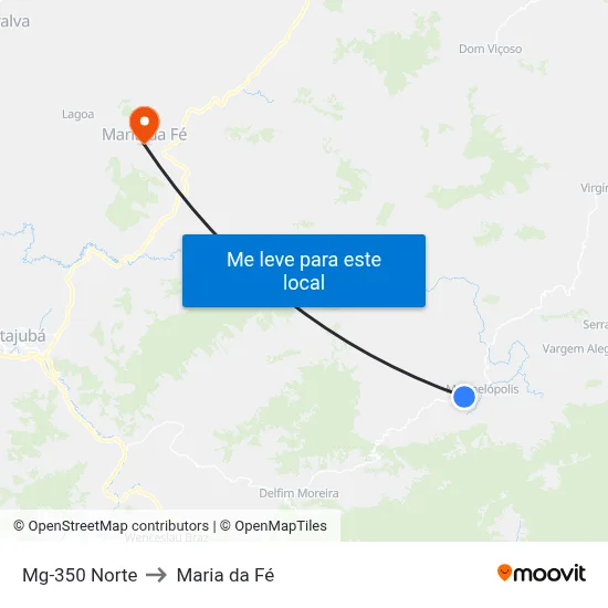 Mg-350 Norte to Maria da Fé map