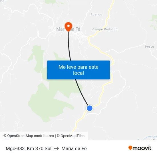 Mgc-383, Km 370 Sul to Maria da Fé map