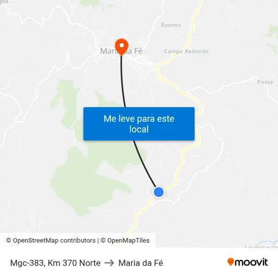 Mgc-383, Km 370 Norte to Maria da Fé map