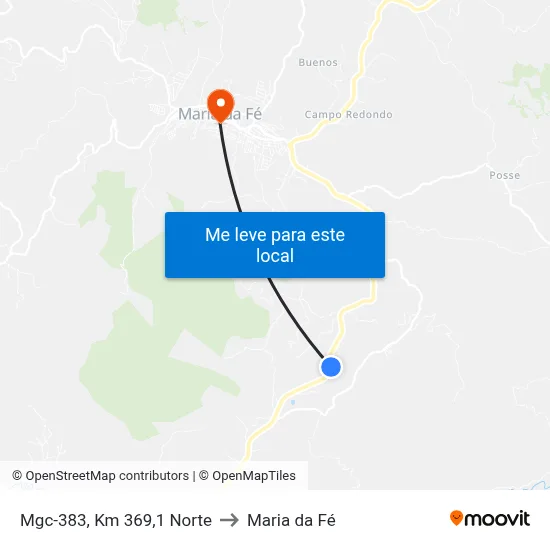 Mgc-383, Km 369,1 Norte to Maria da Fé map