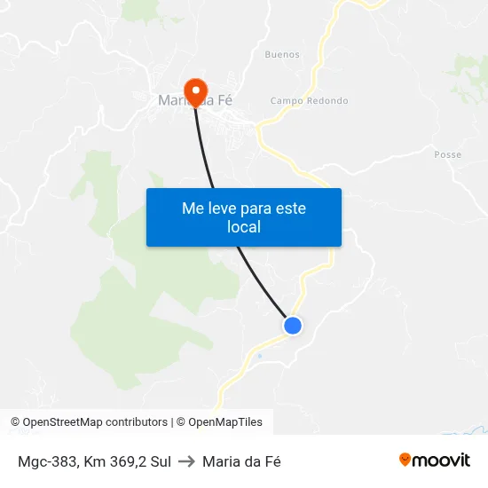 Mgc-383, Km 369,2 Sul to Maria da Fé map