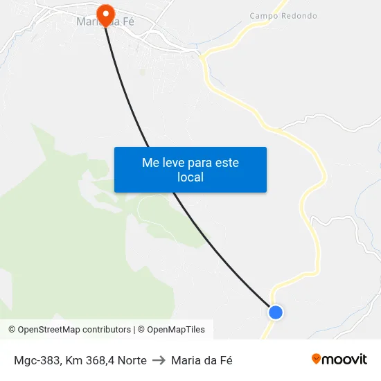 Mgc-383, Km 368,4 Norte to Maria da Fé map