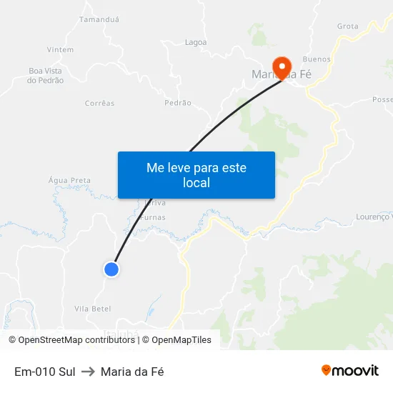 Em-010 Sul to Maria da Fé map