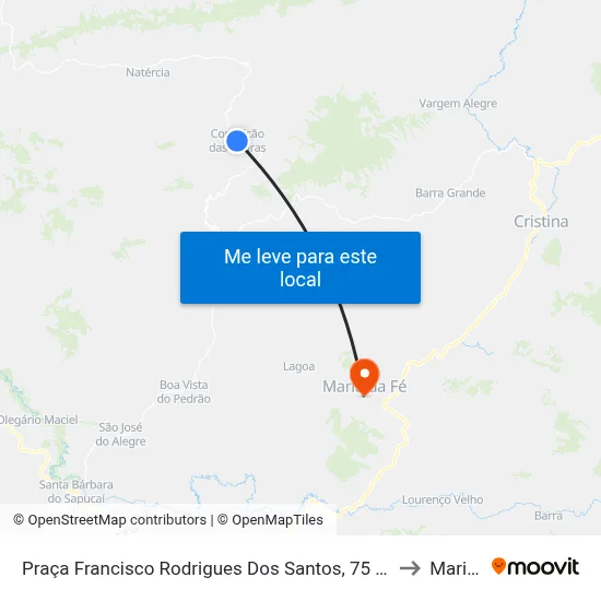 Praça Francisco Rodrigues Dos Santos, 75 | Ponto Final De Conceição Das Pedras to Maria da Fé map