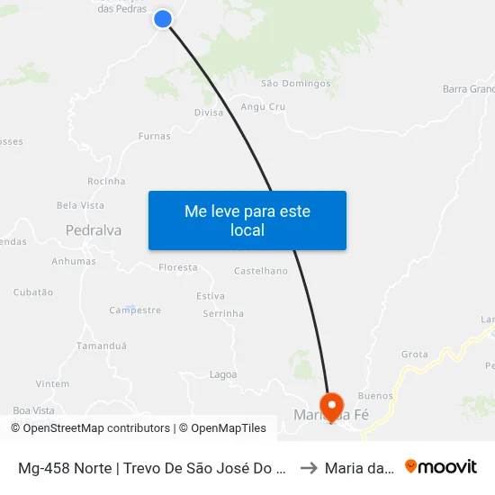 Mg-458 Norte | Trevo De São José Do Pinhal to Maria da Fé map