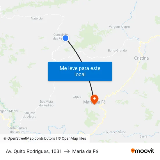 Av. Quito Rodrigues, 1031 to Maria da Fé map