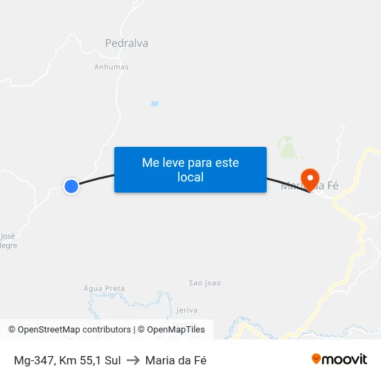Mg-347, Km 55,1 Sul to Maria da Fé map