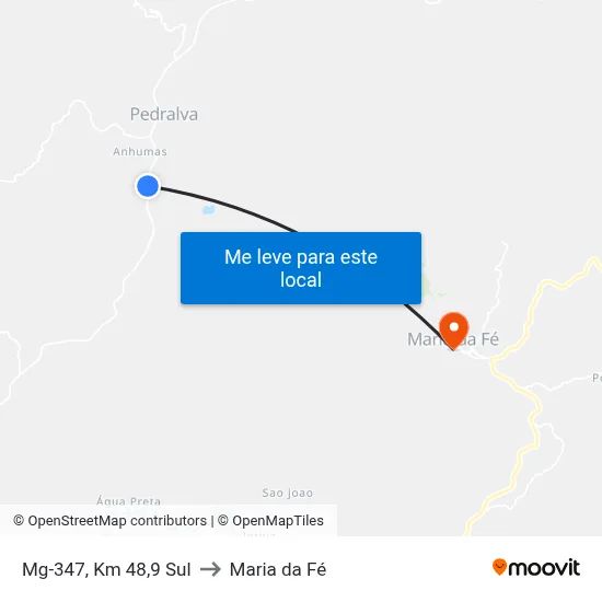 Mg-347, Km 48,9 Sul to Maria da Fé map
