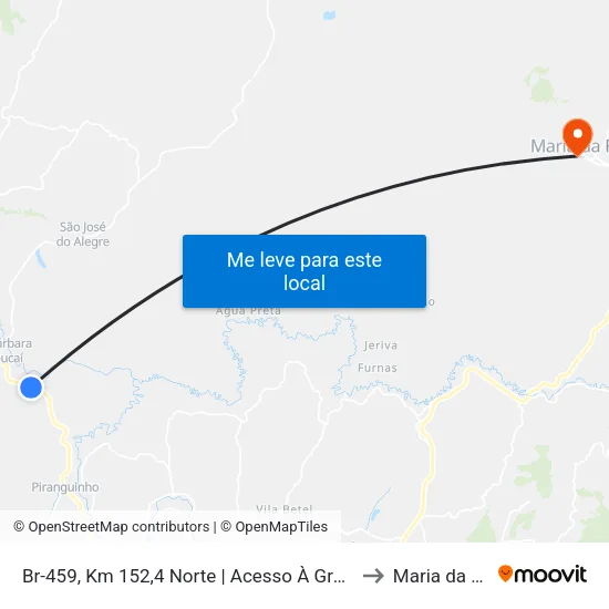 Br-459, Km 152,4 Norte | Acesso À Grota to Maria da Fé map
