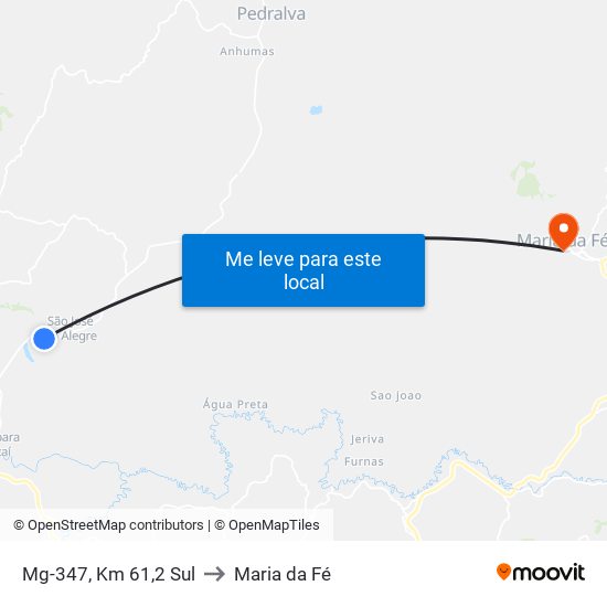 Mg-347, Km 61,2 Sul to Maria da Fé map