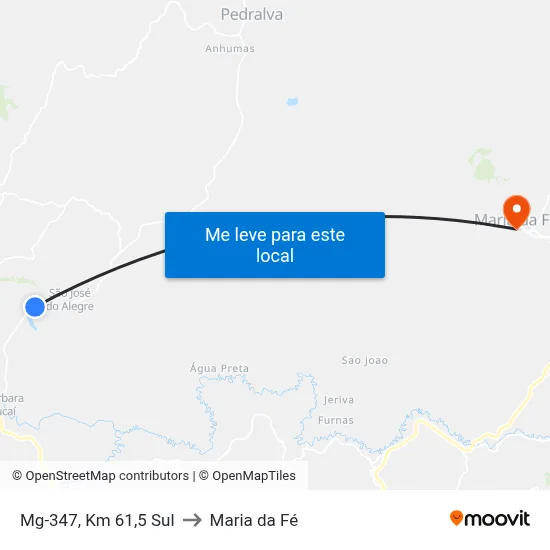 Mg-347, Km 61,5 Sul to Maria da Fé map