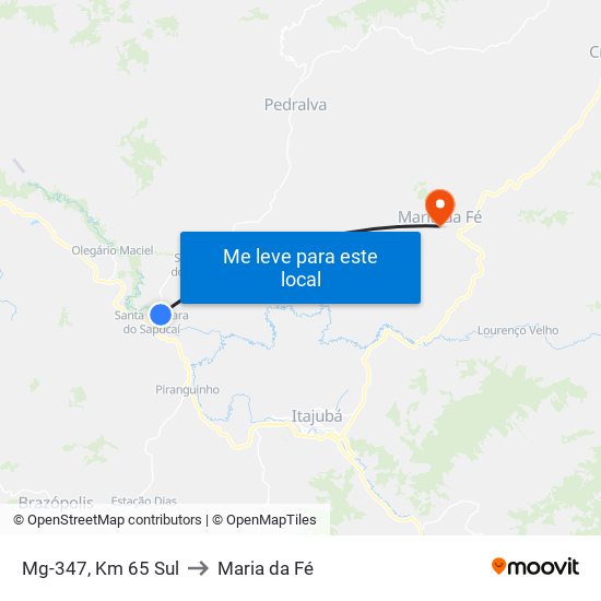 Mg-347, Km 65 Sul to Maria da Fé map