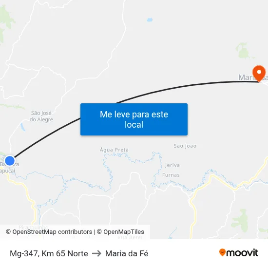 Mg-347, Km 65 Norte to Maria da Fé map