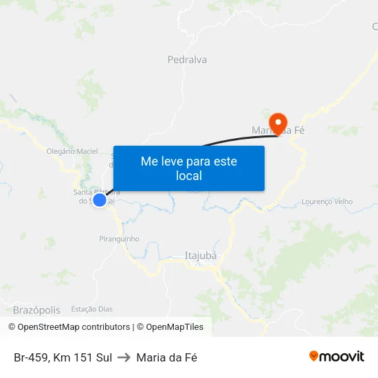 Br-459, Km 151 Sul to Maria da Fé map
