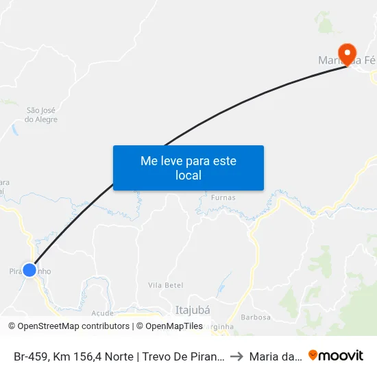 Br-459, Km 156,4 Norte | Trevo De Piranguinho to Maria da Fé map