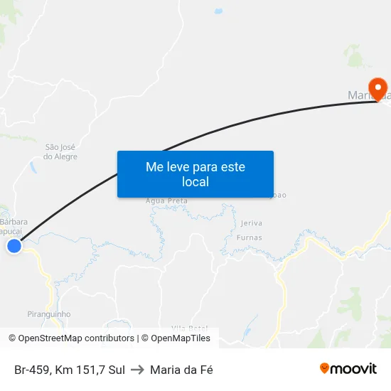 Br-459, Km 151,7 Sul to Maria da Fé map