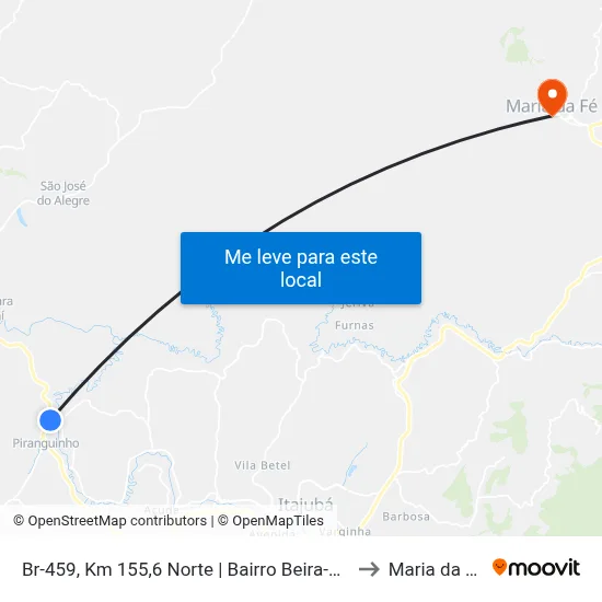 Br-459, Km 155,6 Norte | Bairro Beira-Rio to Maria da Fé map