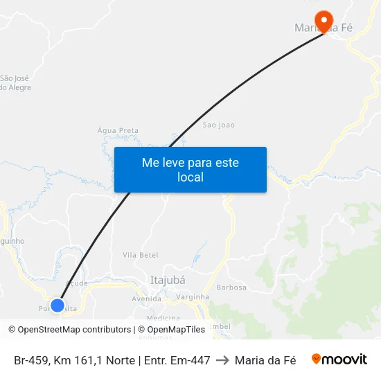 Br-459, Km 161,1 Norte | Entr. Em-447 to Maria da Fé map