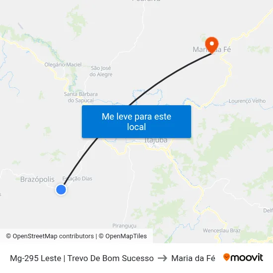 Mg-295 Leste | Trevo De Bom Sucesso to Maria da Fé map