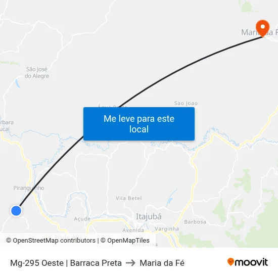 Mg-295 Oeste | Barraca Preta to Maria da Fé map