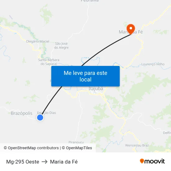 Mg-295 Oeste to Maria da Fé map
