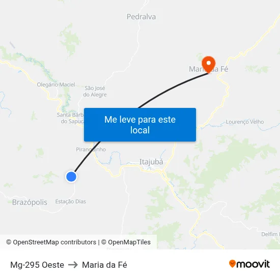 Mg-295 Oeste to Maria da Fé map