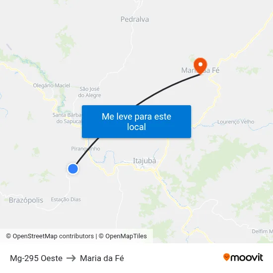 Mg-295 Oeste to Maria da Fé map