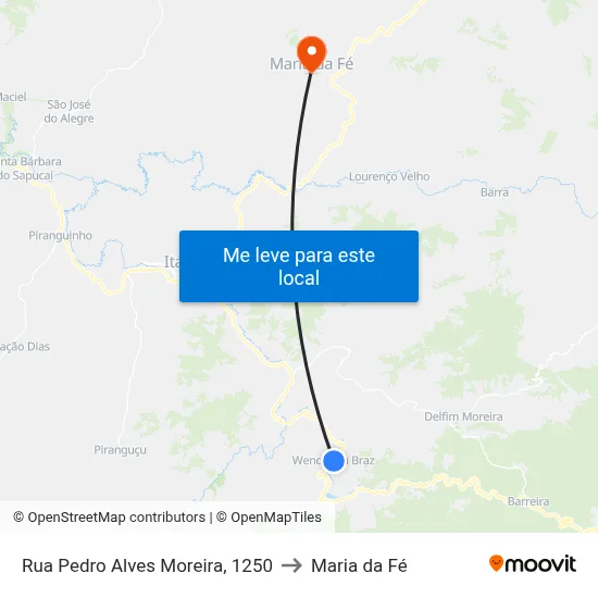 Rua Pedro Alves Moreira, 1250 to Maria da Fé map