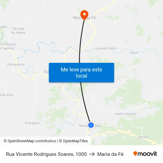 Rua Vicente Rodrigues Soares, 1000 to Maria da Fé map