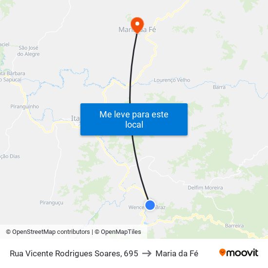 Rua Vicente Rodrigues Soares, 695 to Maria da Fé map