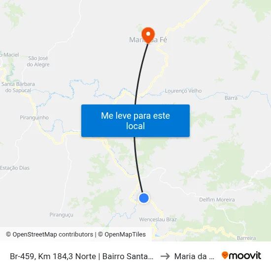 Br-459, Km 184,3 Norte | Bairro Santana to Maria da Fé map