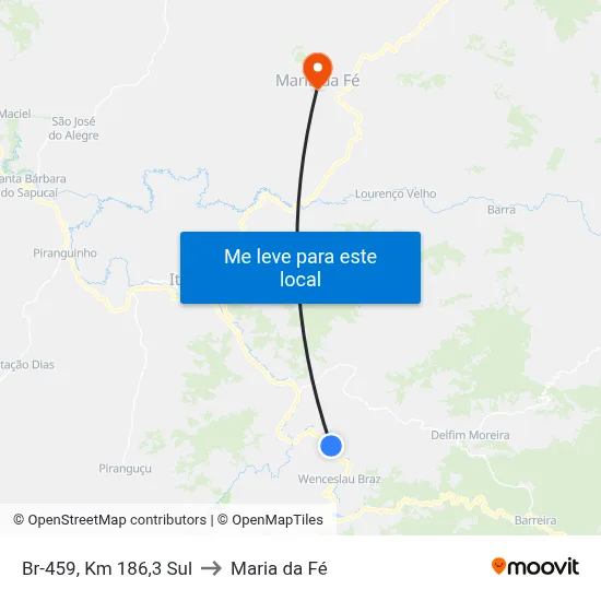 Br-459, Km 186,3 Sul to Maria da Fé map