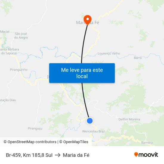 Br-459, Km 185,8 Sul to Maria da Fé map