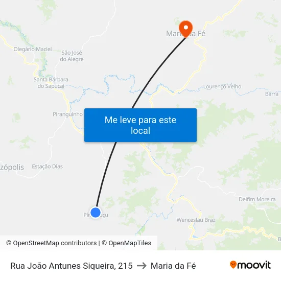 Rua João Antunes Siqueira, 215 to Maria da Fé map