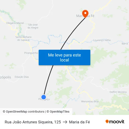 Rua João Antunes Siqueira, 125 to Maria da Fé map