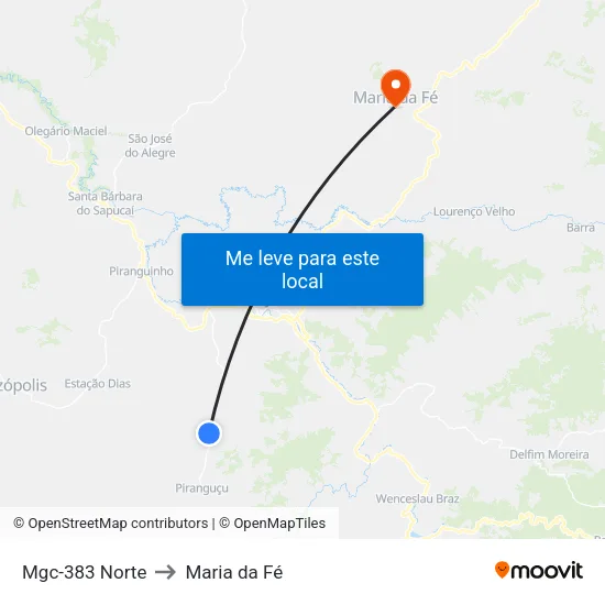 Mgc-383 Norte to Maria da Fé map