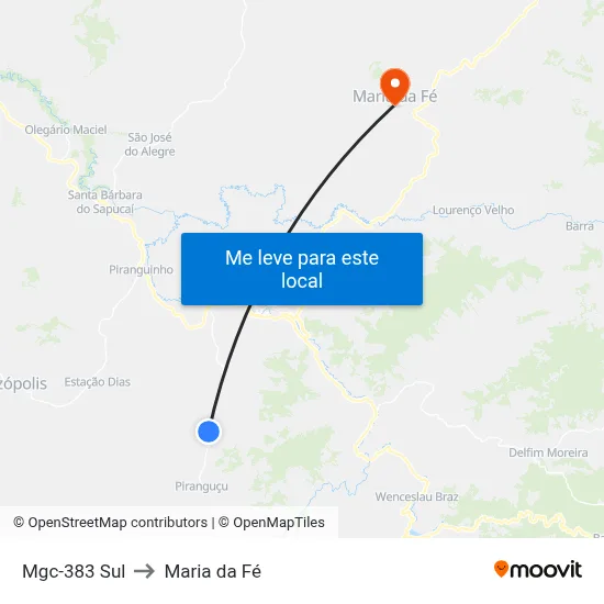 Mgc-383 Sul to Maria da Fé map