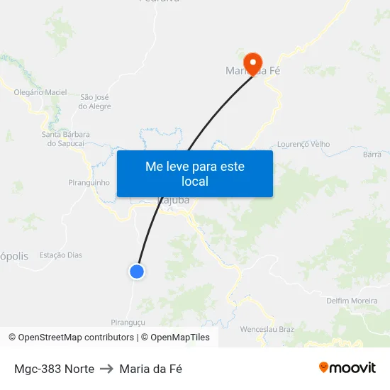 Mgc-383 Norte to Maria da Fé map