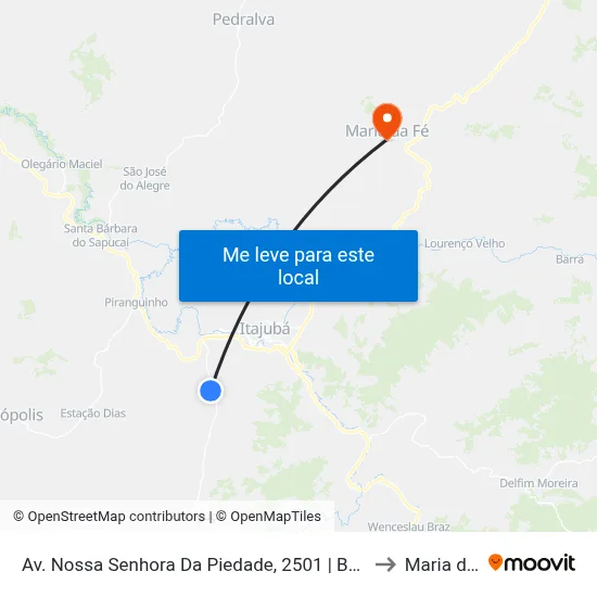 Av. Nossa Senhora Da Piedade, 2501 | Bairro Capituba to Maria da Fé map