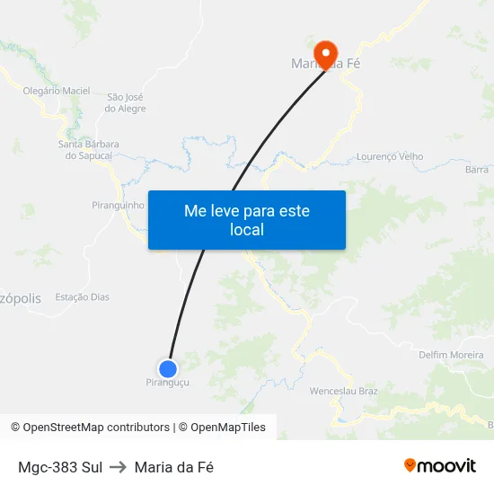 Mgc-383 Sul to Maria da Fé map