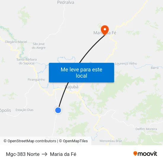 Mgc-383 Norte to Maria da Fé map