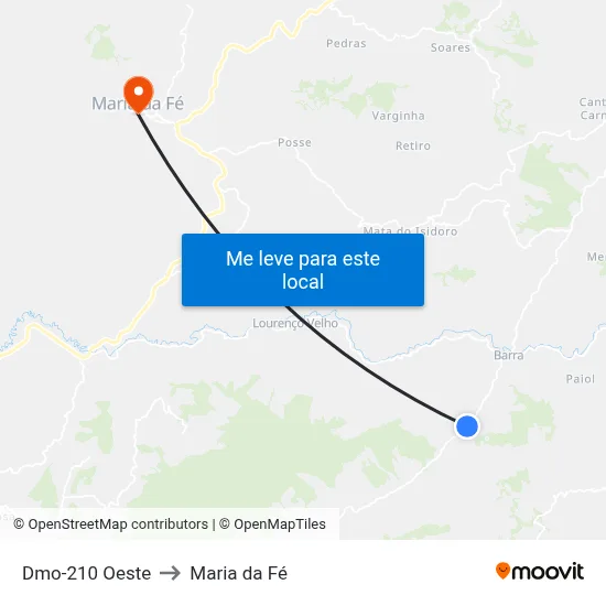 Dmo-210 Oeste to Maria da Fé map