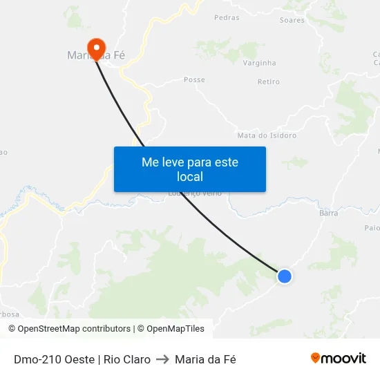 Dmo-210 Oeste | Rio Claro to Maria da Fé map