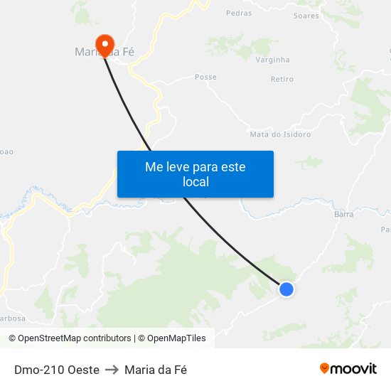 Dmo-210 Oeste to Maria da Fé map