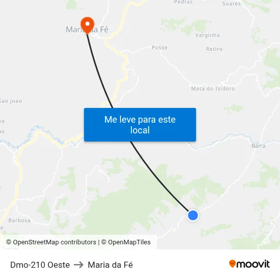 Dmo-210 Oeste to Maria da Fé map