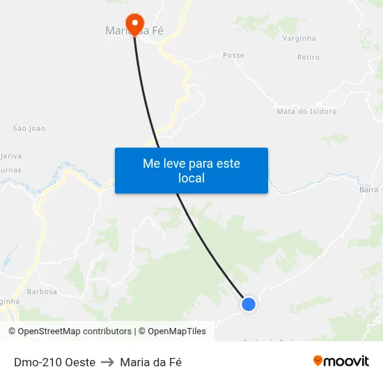 Dmo-210 Oeste to Maria da Fé map