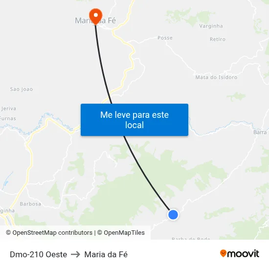 Dmo-210 Oeste to Maria da Fé map