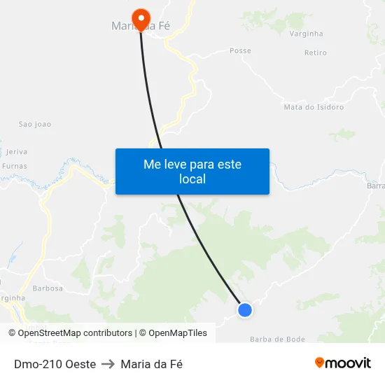 Dmo-210 Oeste to Maria da Fé map